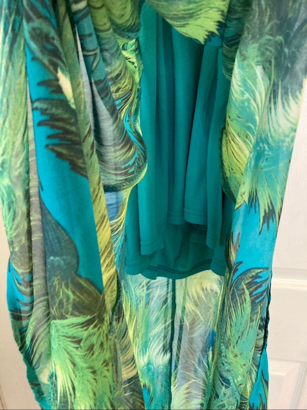 Lulu's Teal and Green Palm-Print Backless Maxi Dress - Picture 6 of 10